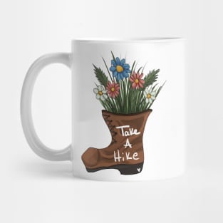 Take A Hike - Hiking Boot with Flowers Mug